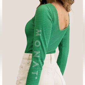NWT Monat Gear Monat Long Sleeve Green Bodysuit Women’s Size Large